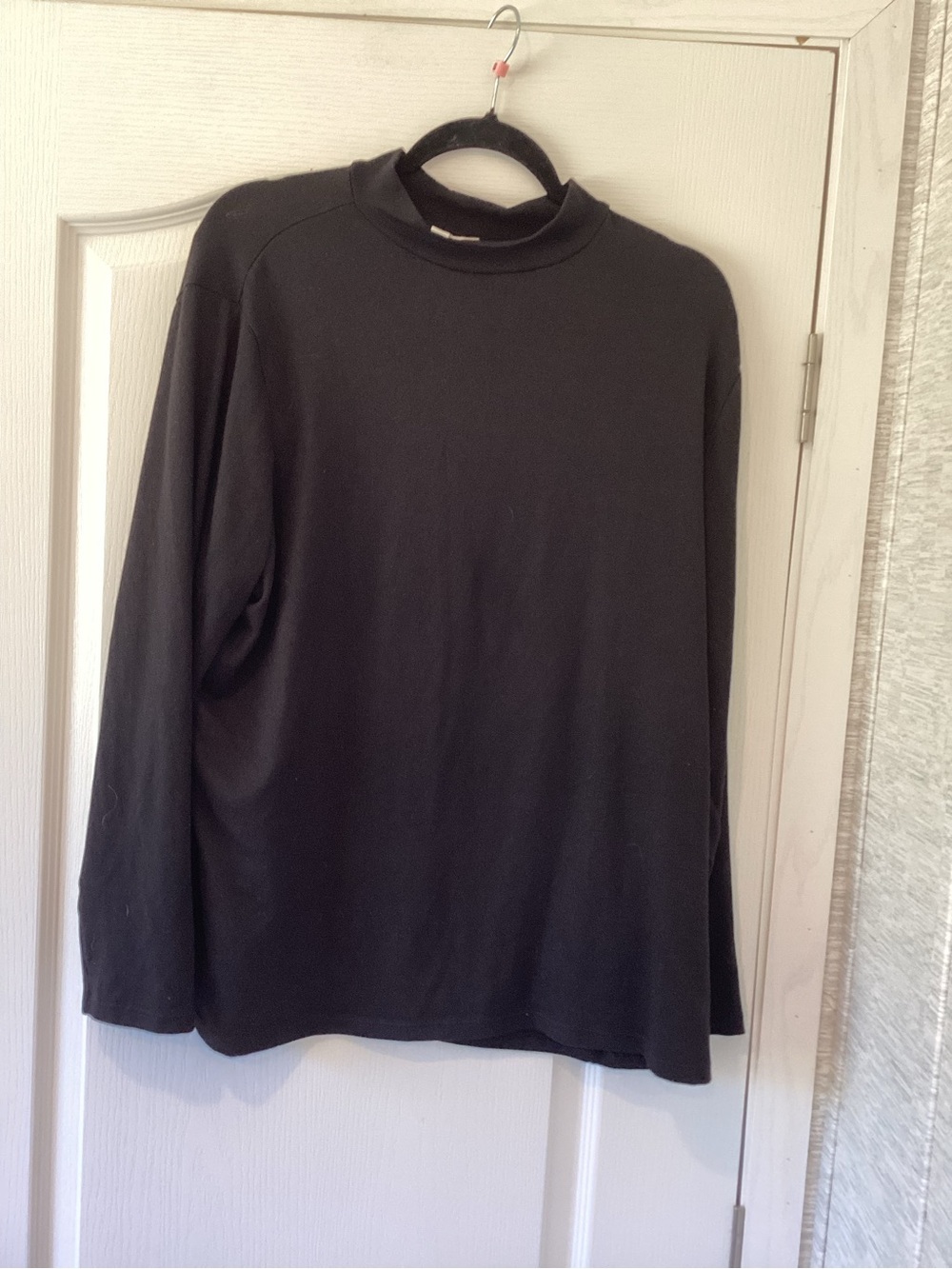 Terra & Sky Black Long Sleeve Mock Neck Top 2X EUC